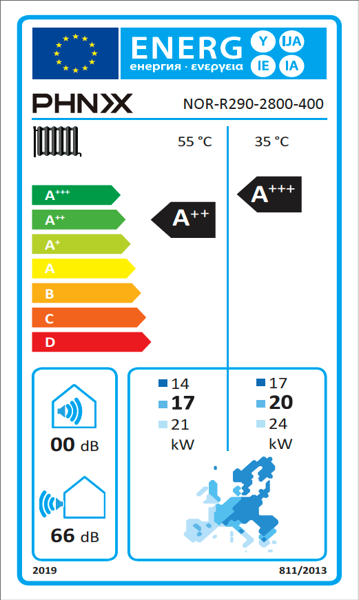 Energimærke Nordic Propan 28 kw) NOR-R290-2800-400